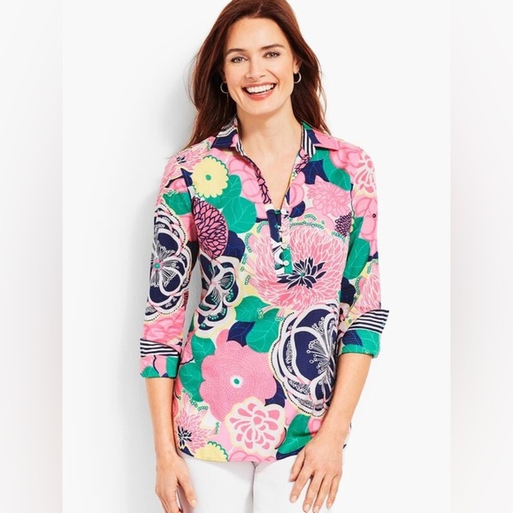 Talbots colorful Floral Popover Tunic- XL - Picture 1 of 13